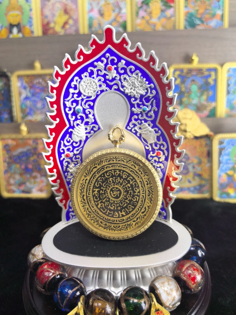 纯手绘五条六字九紫唐卡扎基拉姆唐卡