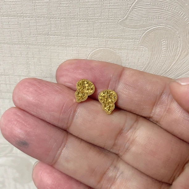 足金999碎碎冰葫芦耳钉直针