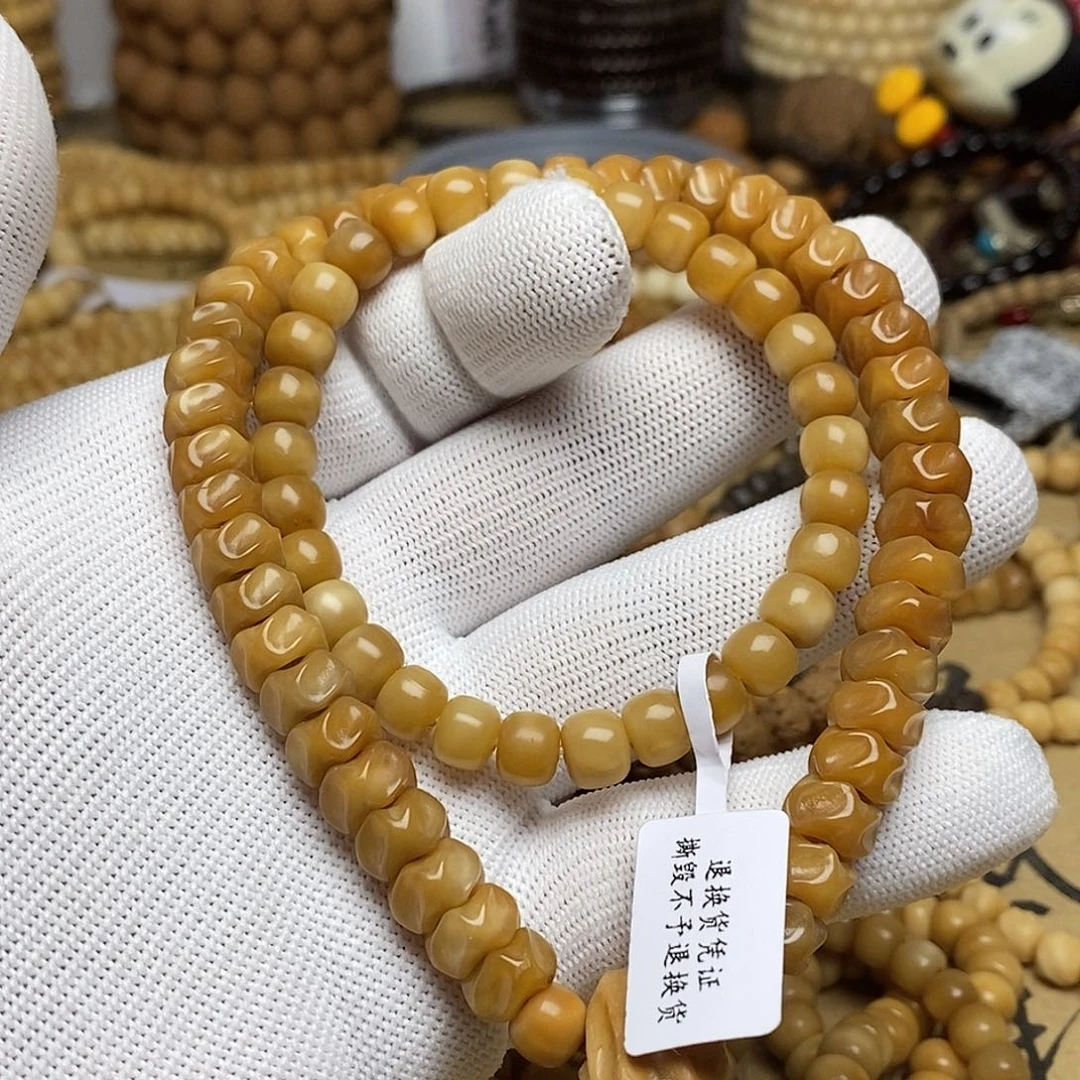 菩提根/象牙果手串念*龙脊菩提玉化料老型+龙骨