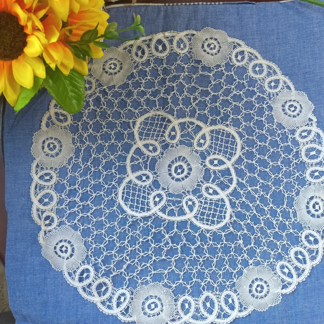 QZF01 白色手工青州府圆盘垫棉质35cm 一对