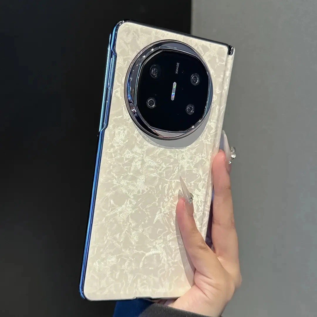 适用华为matex6手机壳ins风高端丝绒贝壳纹皮质折叠屏防摔保护套