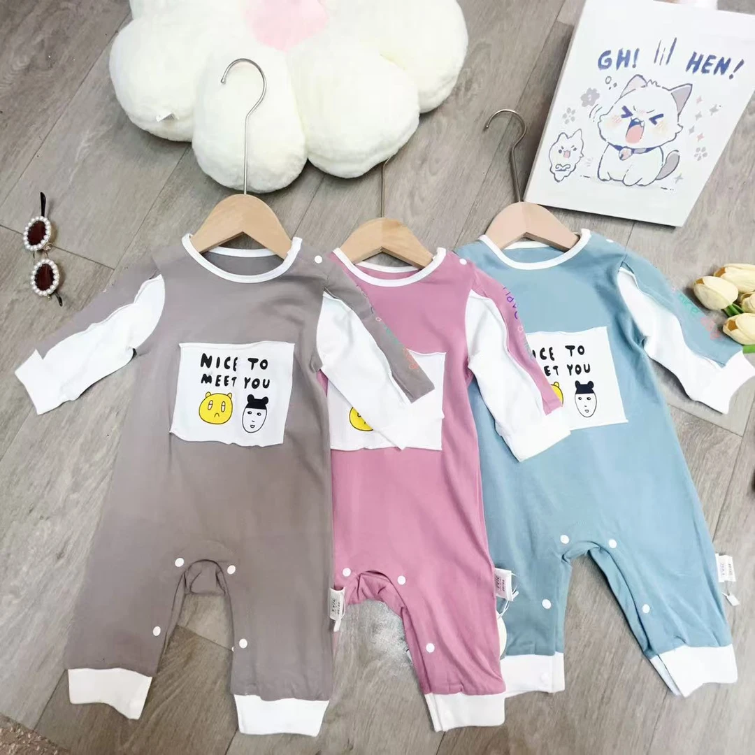 婴儿长袖休闲贴布连体衣 9807