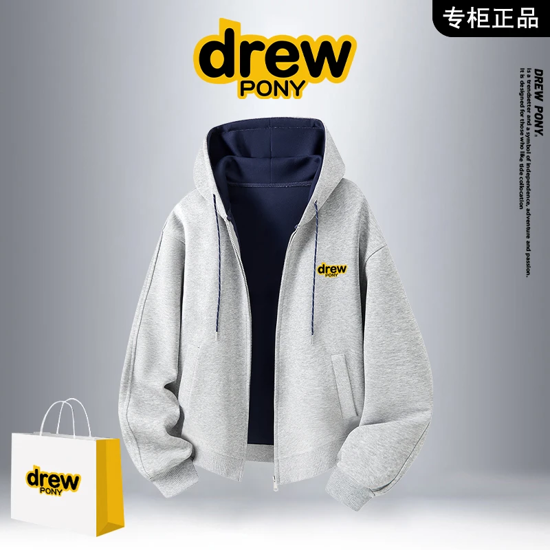 drewpony潮牌连帽卫衣男士青少年春秋季时尚休闲宽松上衣开衫外套