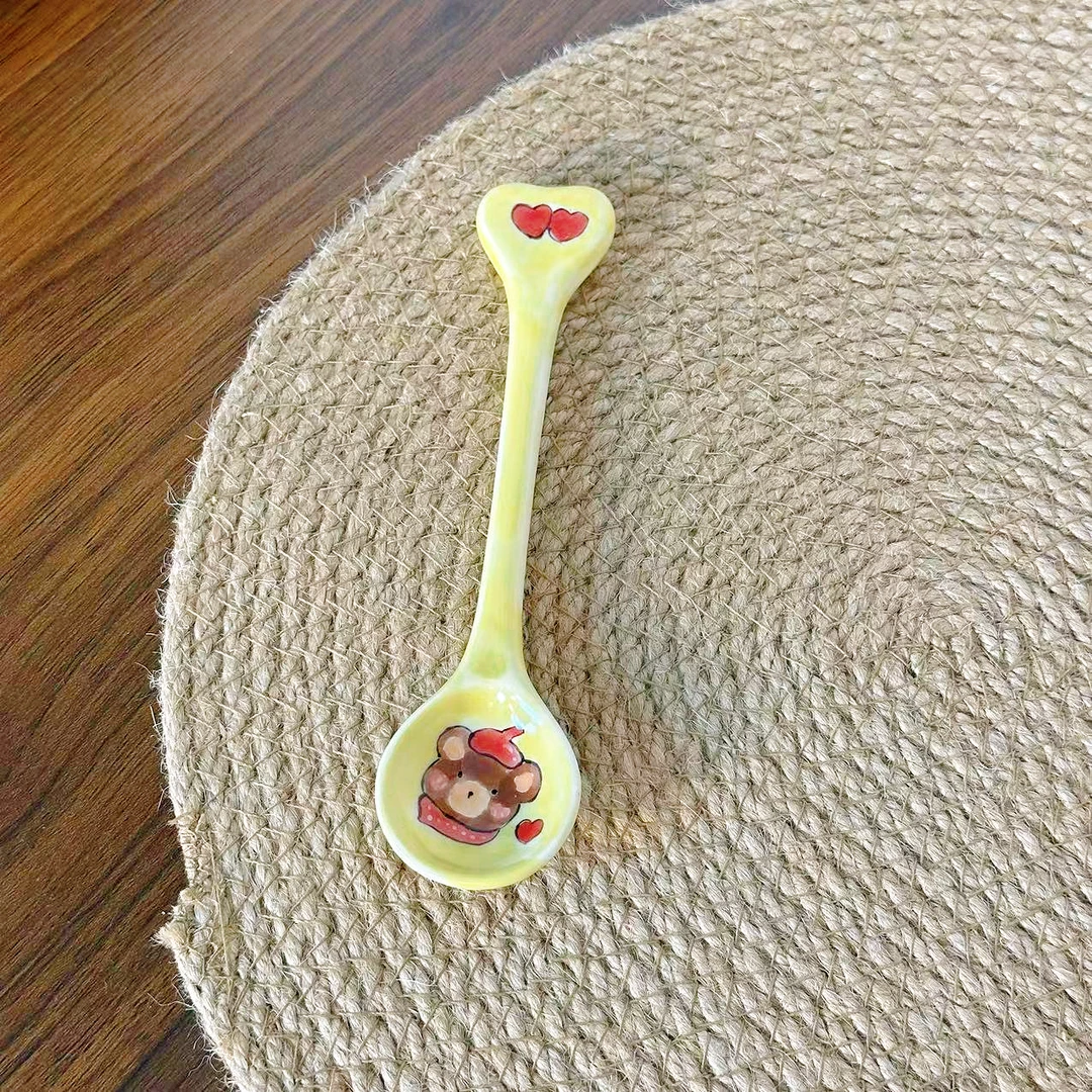 【直播-不带盒子】高温釉下彩中号卡通勺子陶瓷搅拌棒159