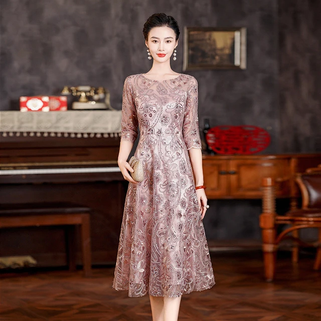 喜婆婆婚宴装晚礼服裙年轻女方结婚高端妈妈婚礼喜服高贵洋气春季
