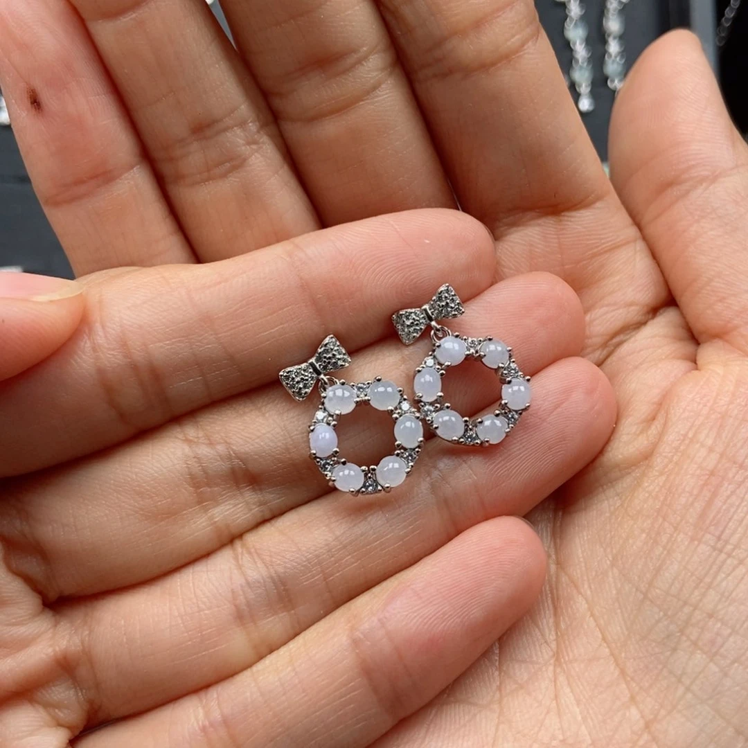 翡翠银S925镶嵌耳饰ᦗ****翡翠首饰