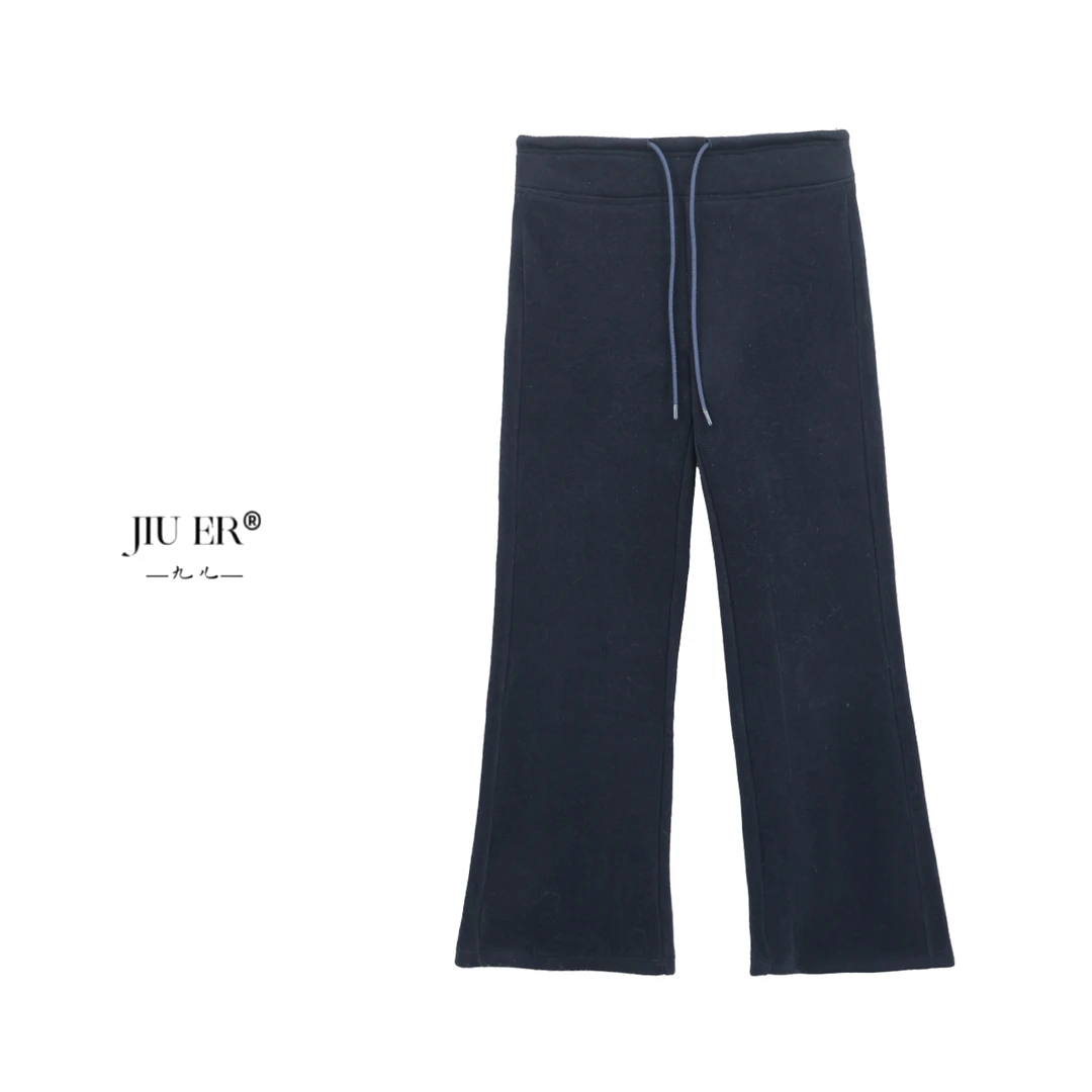 JIUER羊毛修身显瘦加绒进口莫代尔女神裤 厚度老钱风设计师083