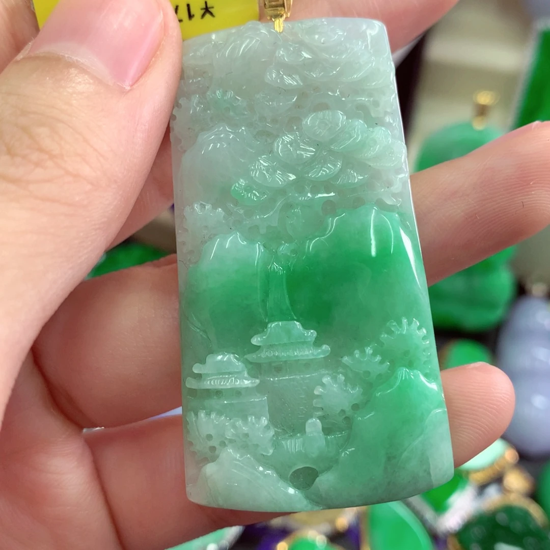 吊坠(不含链)18K金镶嵌翡翠