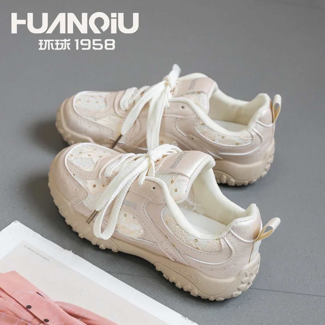 阿甘鞋2025夏季新款蕾丝薄网透气软底运动鞋一秒入夏休闲百搭女鞋