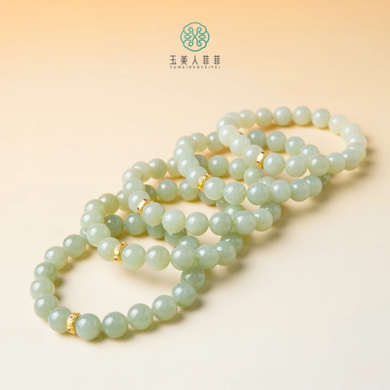 石惑珠宝^和田玉单圈圆珠手串10mm-多样性发一