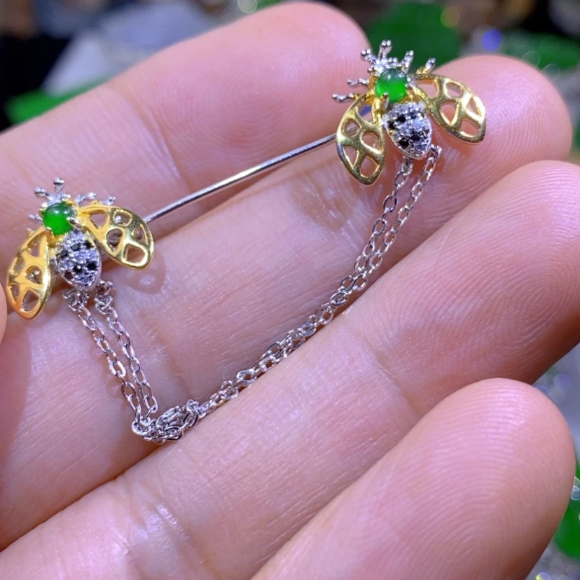 【闪购商品】翡翠挂件银S925镶嵌天然翡翠