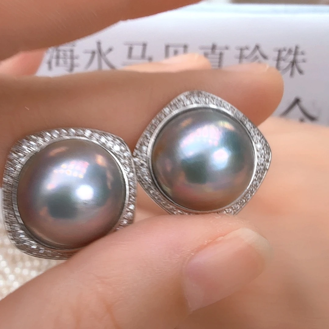 耳饰拼合珍珠（马贝珠）未镶嵌