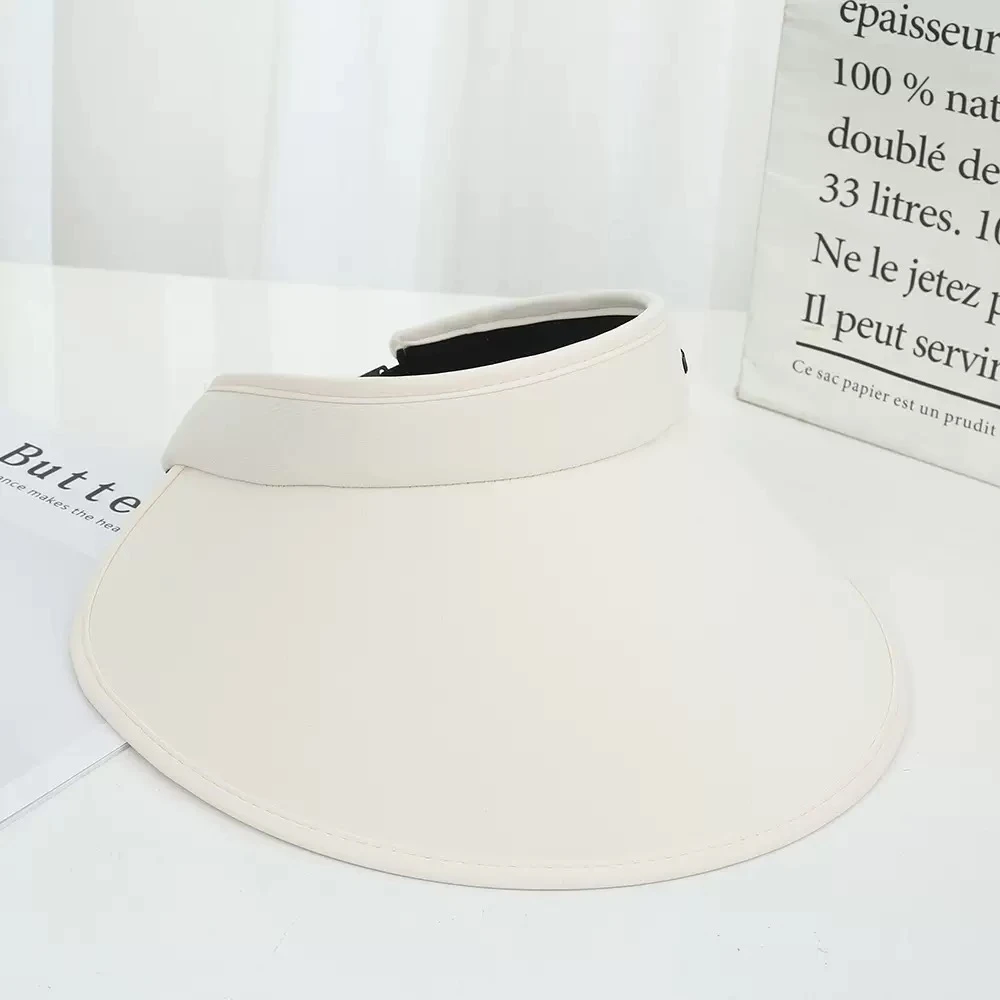 韩版网红无顶遮阳帽女夏季户外大檐太阳帽绑带空顶帽