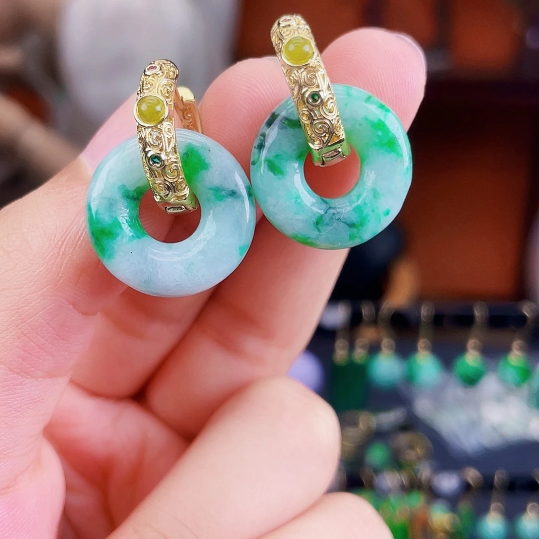 翡翠未镶嵌耳饰饰品