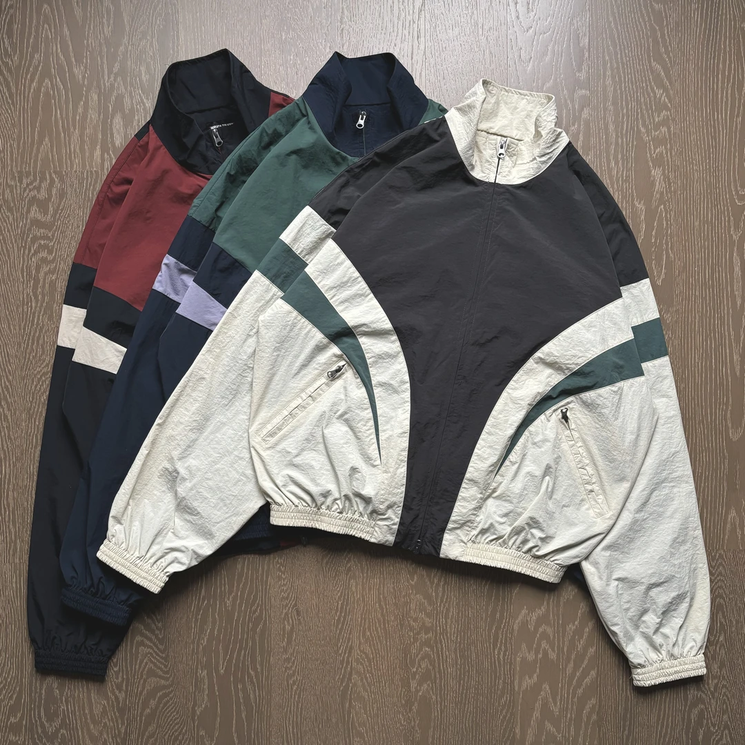 中古风~美式复古Vintage拼色夹克男女运动解构撞色外套日系户外