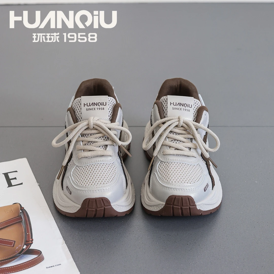 HUANQIU/环球2025秋季新款厚底老爹鞋时尚百搭增高休闲运动鞋女鞋
