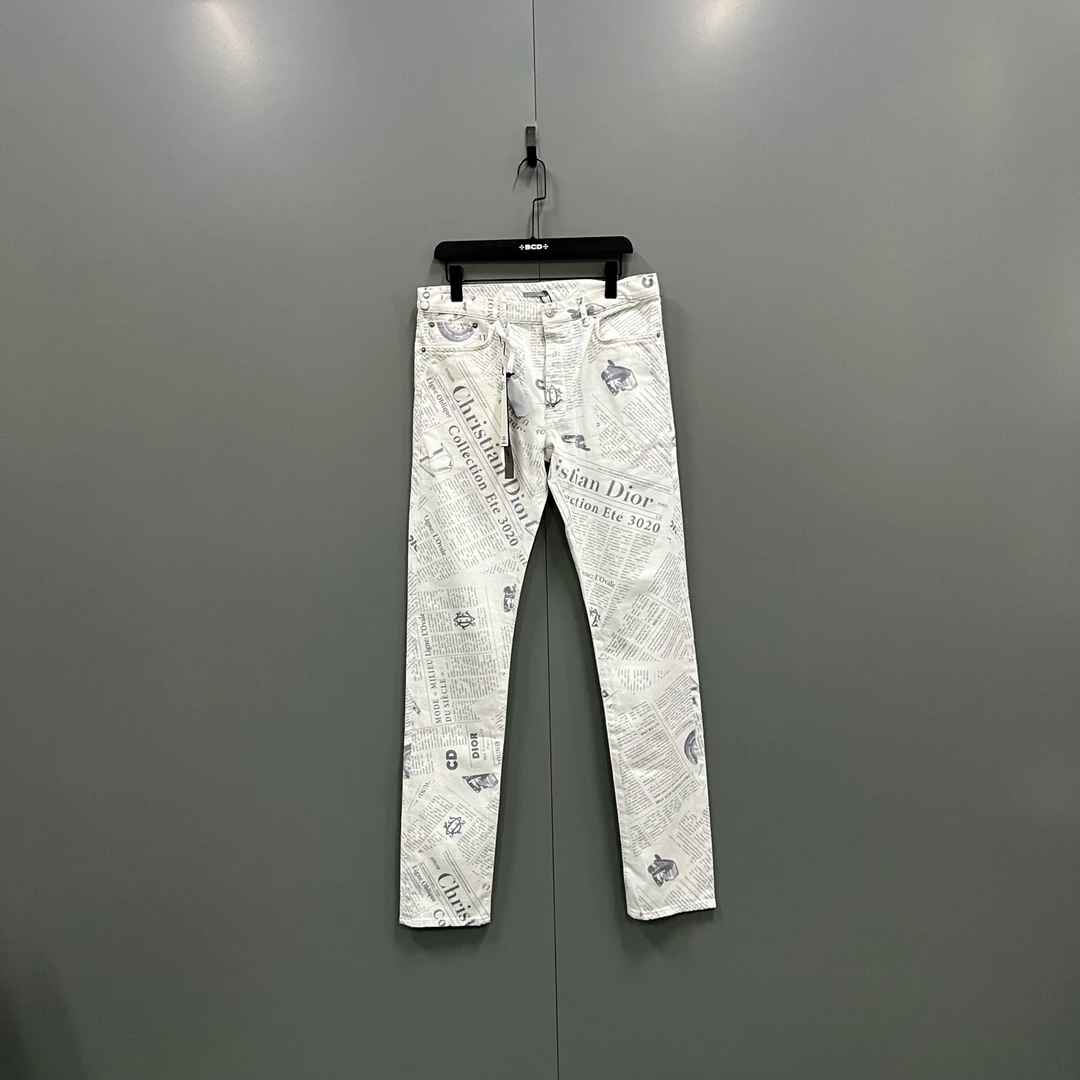 未使用 DIOR/迪奥 ab825 015664 报纸牛仔长裤