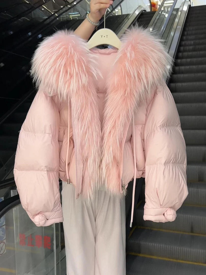 2025年秋冬新款大毛领休闲保暖棉服女韩系时尚短款厚款棉衣外套