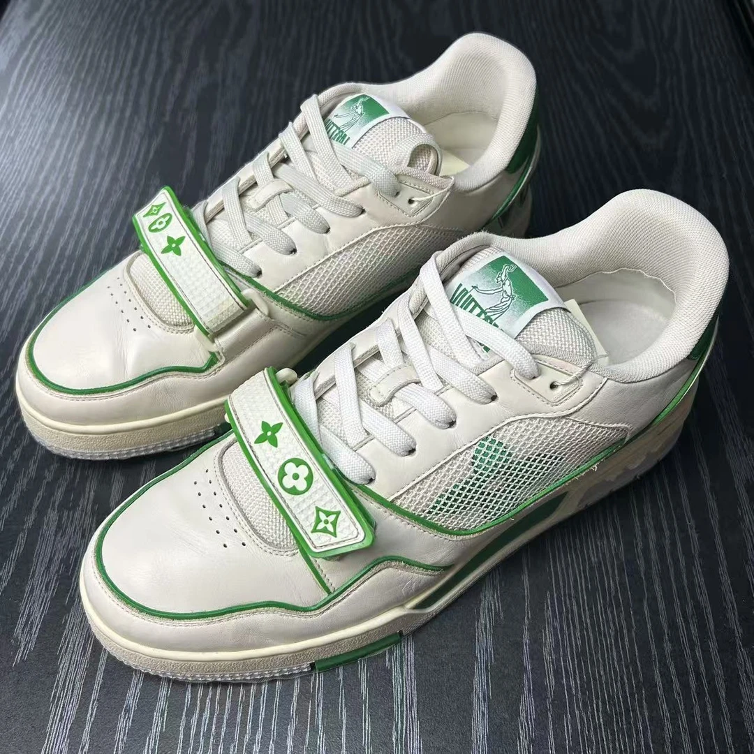 90新 LouisVuitton/路易威登 白绿魔术贴trainer板鞋报码数给主播