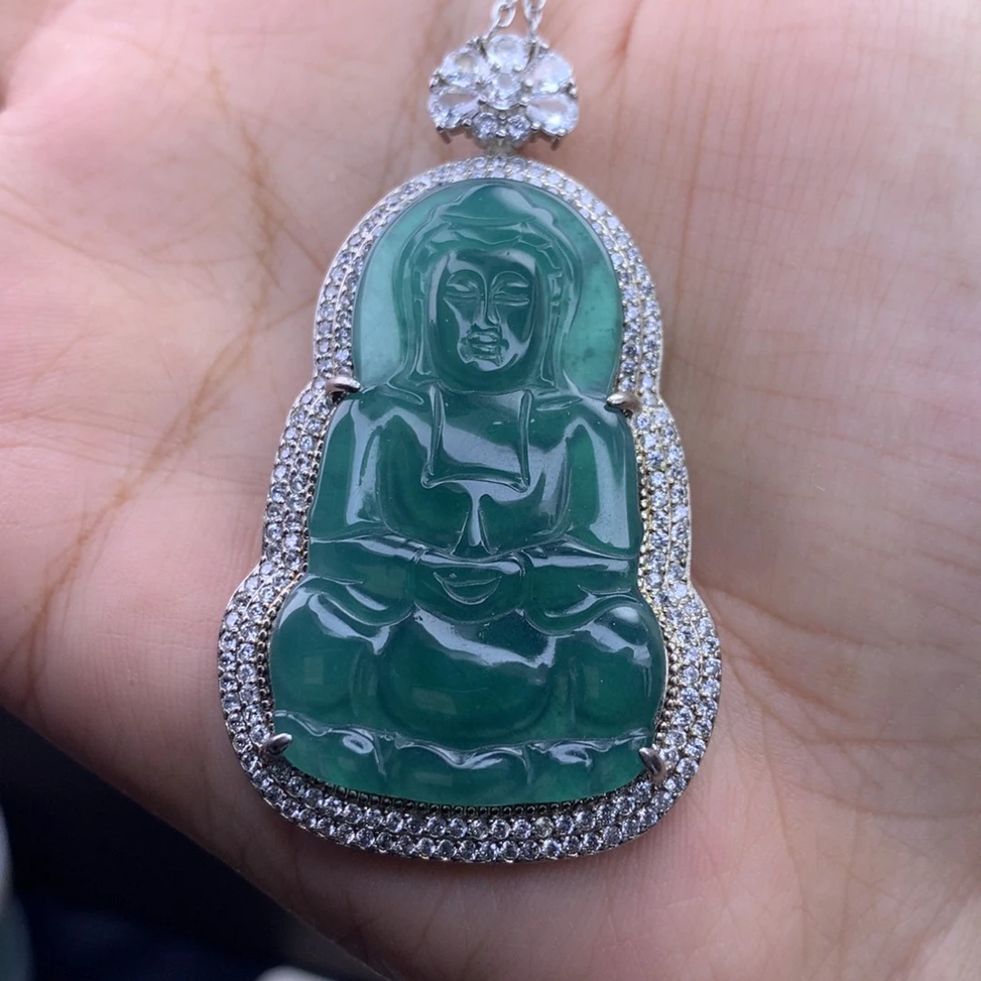翡翠未镶嵌挂件观音