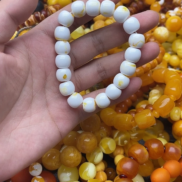 未镶嵌蜜蜡手链12mm瓷白