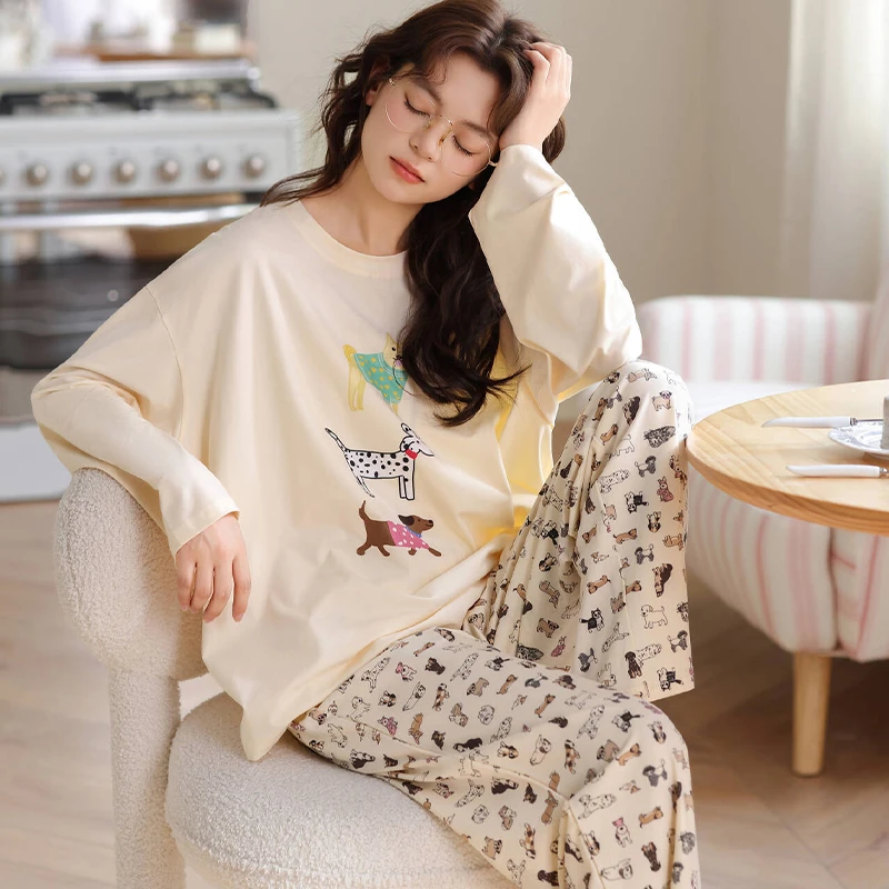 2025新款春秋冬少女睡衣纯棉长袖全棉卡通可爱韩版外穿家居服套装