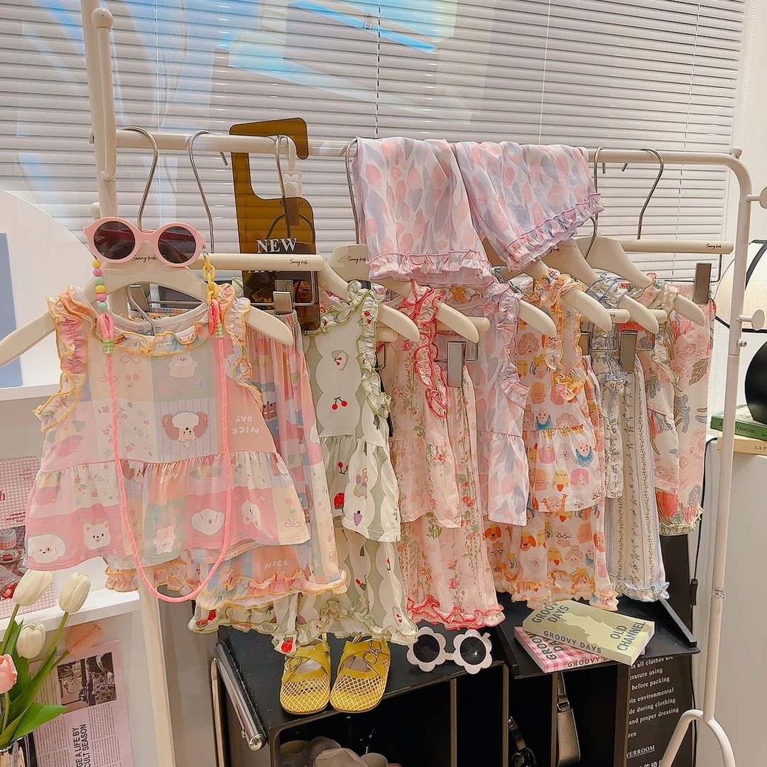 【A类绵绸】2025新款女童夏季棉绸套装亲子装女童连衣裙洋气薄款
