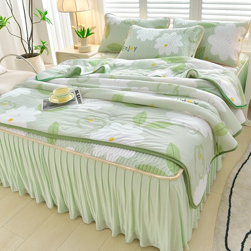 床裙款小清新凉席夏被四件套夏季乳胶冰丝席床上用品夏天被子床单