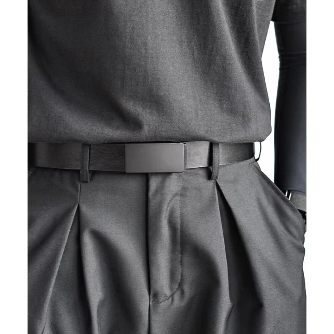 男士皮带简约无牙平滑扣休闲百搭款西装免打孔自动扣