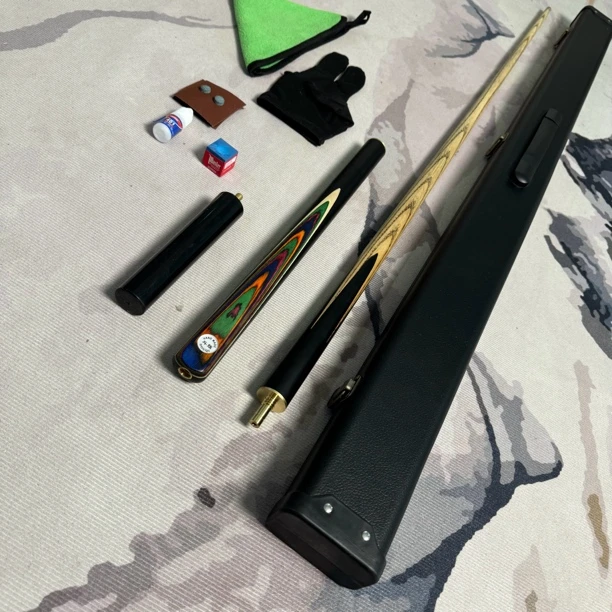 球房纯手工幻彩台球杆桌球杆小头斯诺克专业级分体中式黑八九球杆