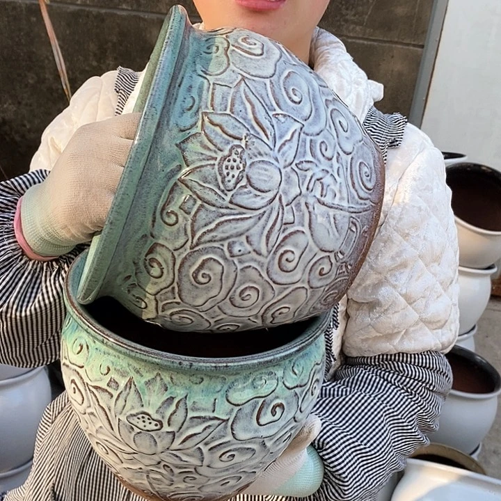 紫砂花盆瑕疵口20高16