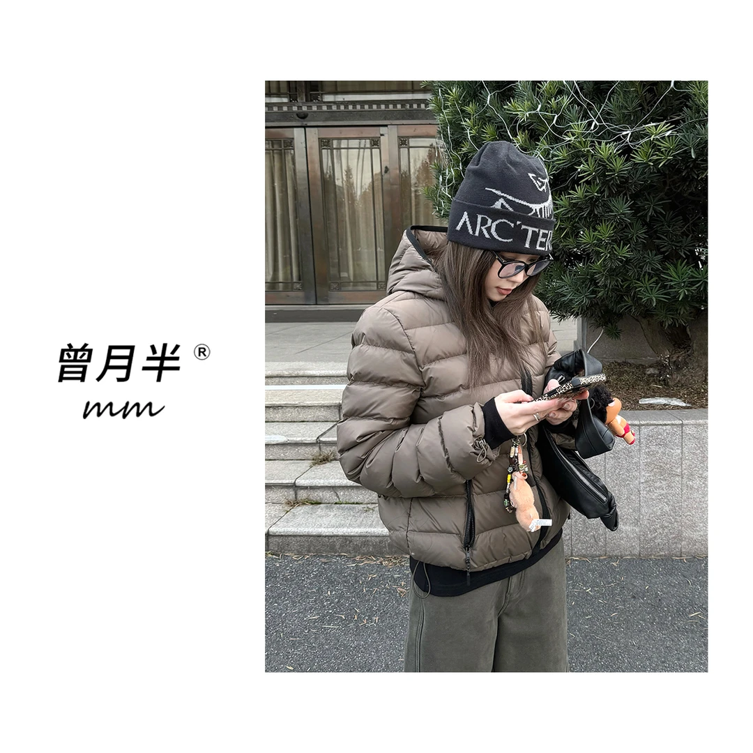 曾月半《M1u系厚排骨》高充绒90白鸭绒撞色排骨连帽羽绒服！ZS1469