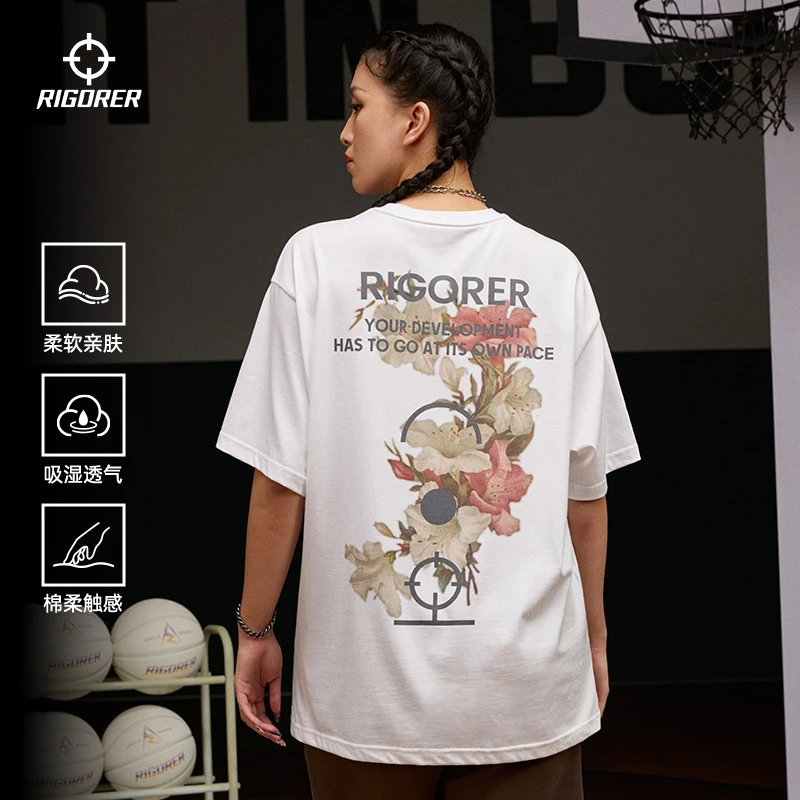 准者男款圆领短袖T恤国潮美式柔软透气亲肤宽松印花吸湿湿透欧若