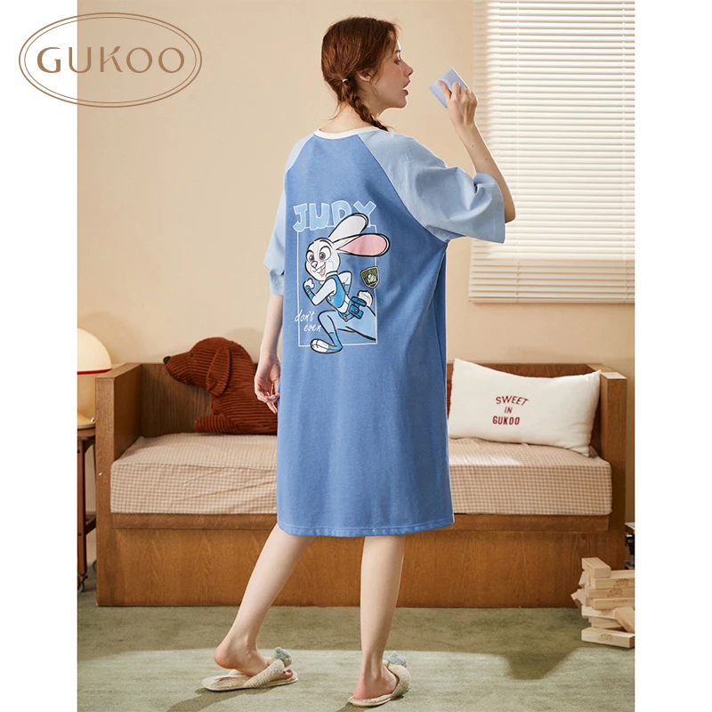 【Gukoo果壳】睡裙女夏疯狂动物城联名薄款宽松舒适短袖家居睡裙