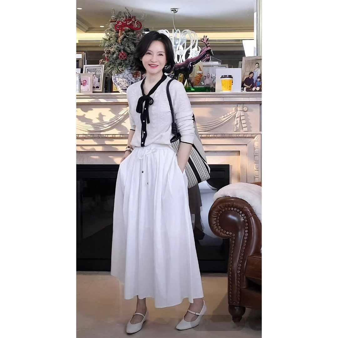 RuienCo  富家千金 香风撞色德国美丽诺羊毛系带秋针织衫上衣