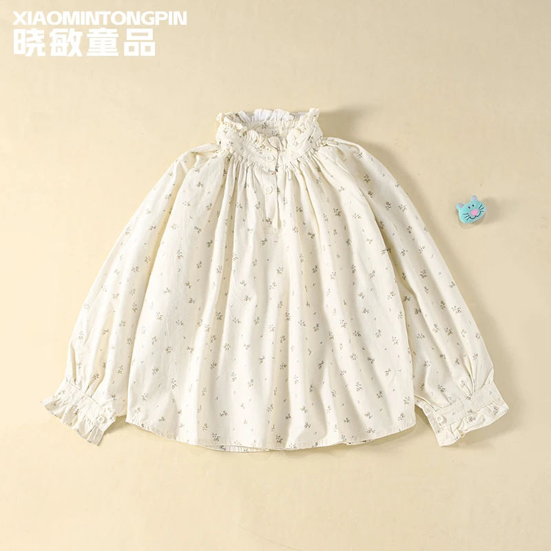 花边立领碎花衬衫3C2987