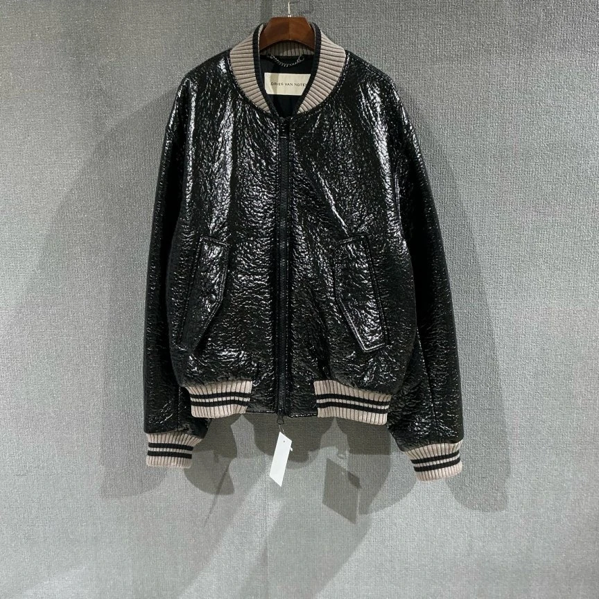 未使用 maje Dries Van Noten（pm）油蜡皮bomber外套 全新m码/3757