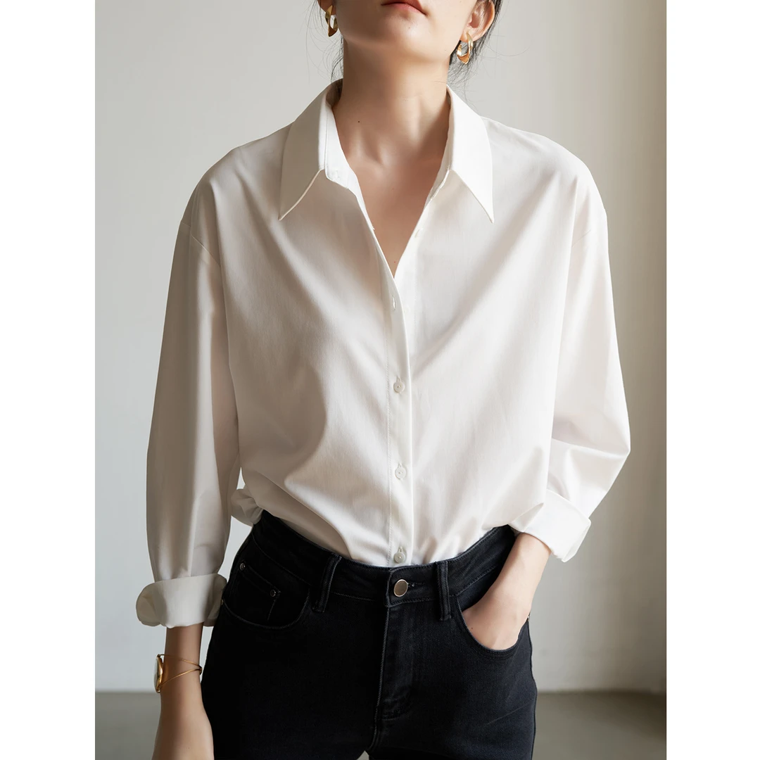 楷利 直播链接 时尚百搭洋气韩版宽松气质显瘦白色长袖衬衣
