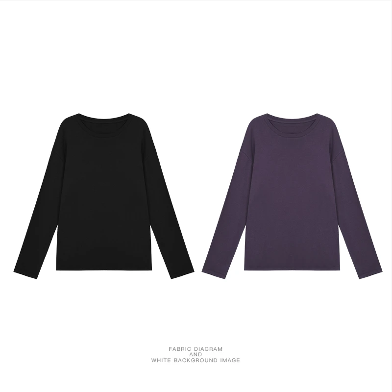 pusumede圆领长袖INS风针织T恤时尚舒适针织纯色上衣PSYT28022