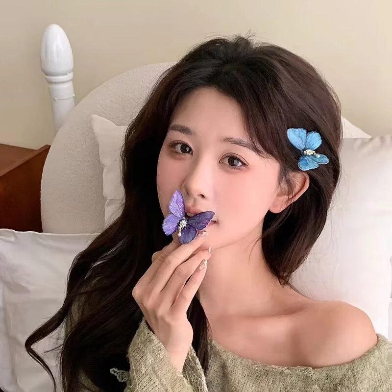 发饰复古/宫廷边夹甜美日韩发夹韩版韩式超仙蓝色气质网红可爱ins