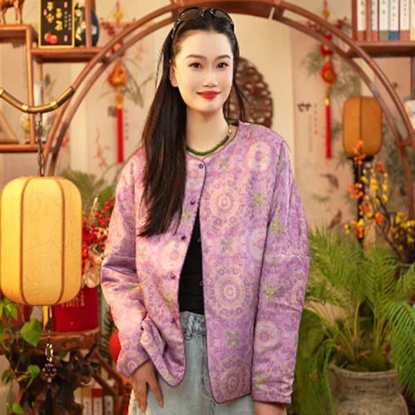 【董小姐-八达运】！宠粉清货福利！真丝提花蚕丝棉棉服外套女