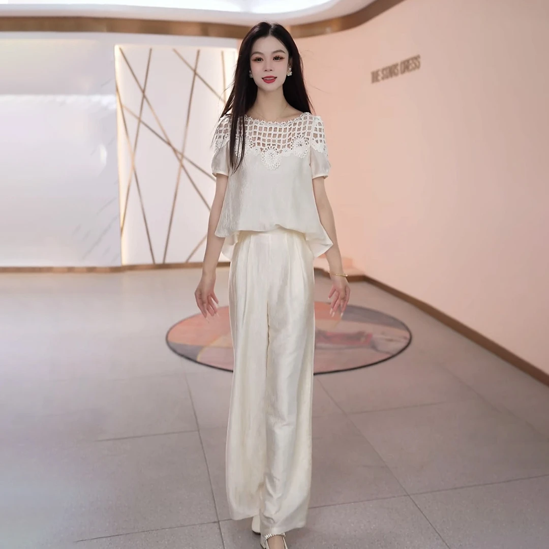 【两件套】夏季时尚夏日修身洋气宽松气质穿搭显瘦减龄女装套裤