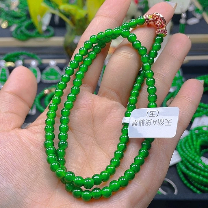 翡翠未镶嵌颈饰阳绿5锁骨链