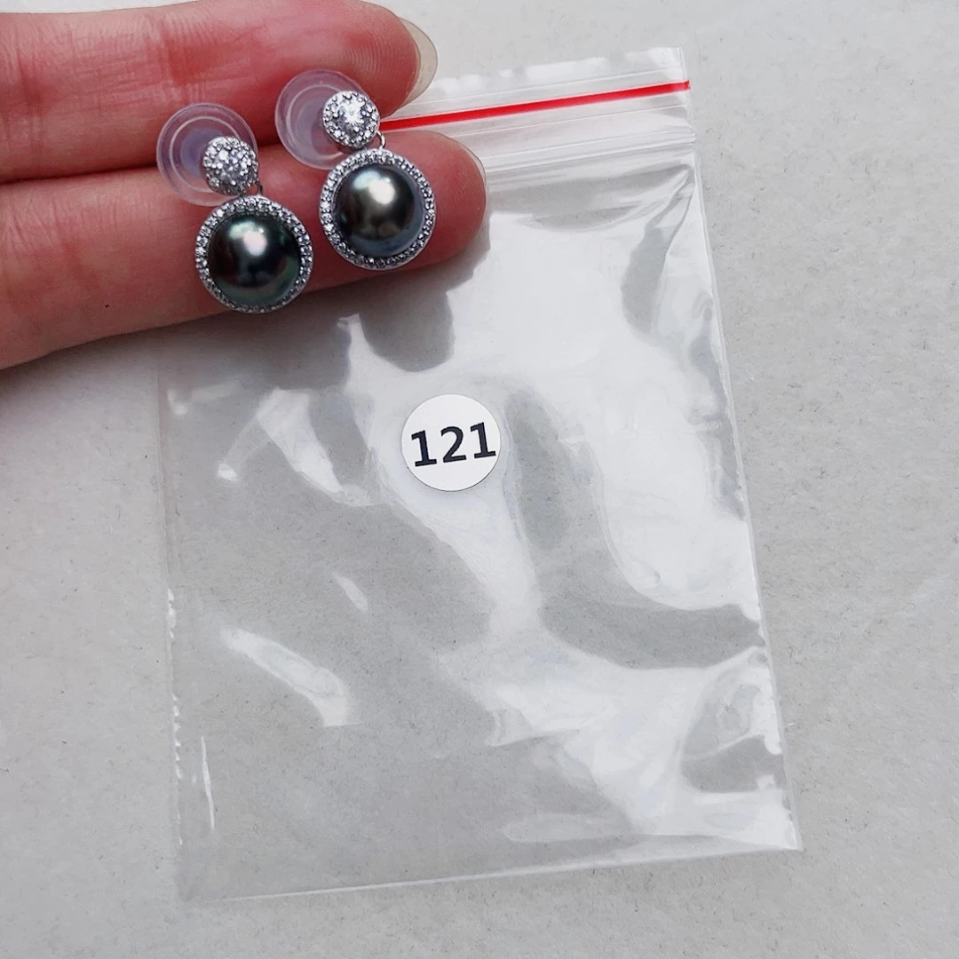 银S925镶嵌海水珍珠耳饰白****a