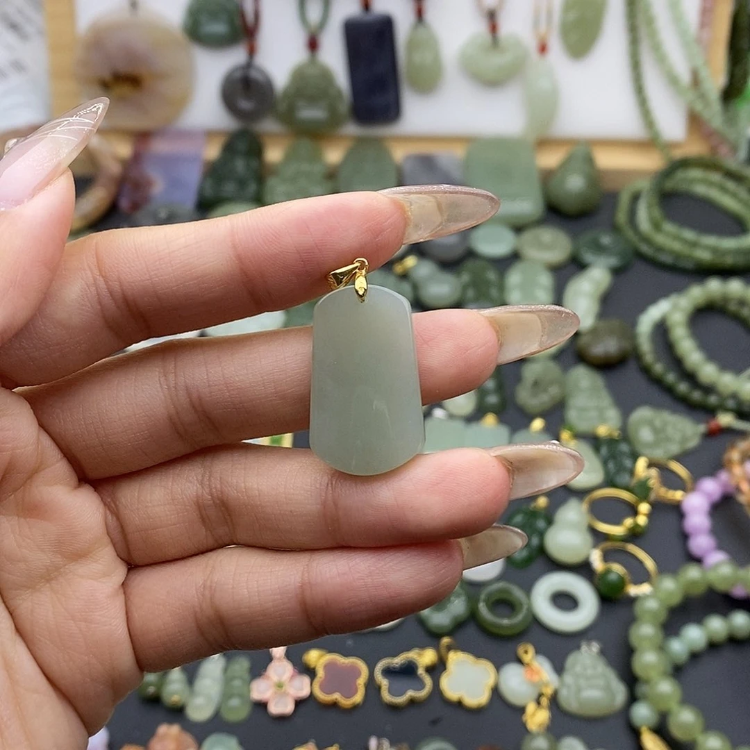 和田玉吊坠(不含链)银S925镶嵌