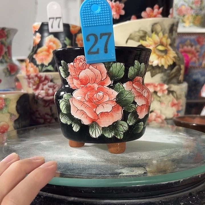 景德镇幸运花盆手绘韩式花盆