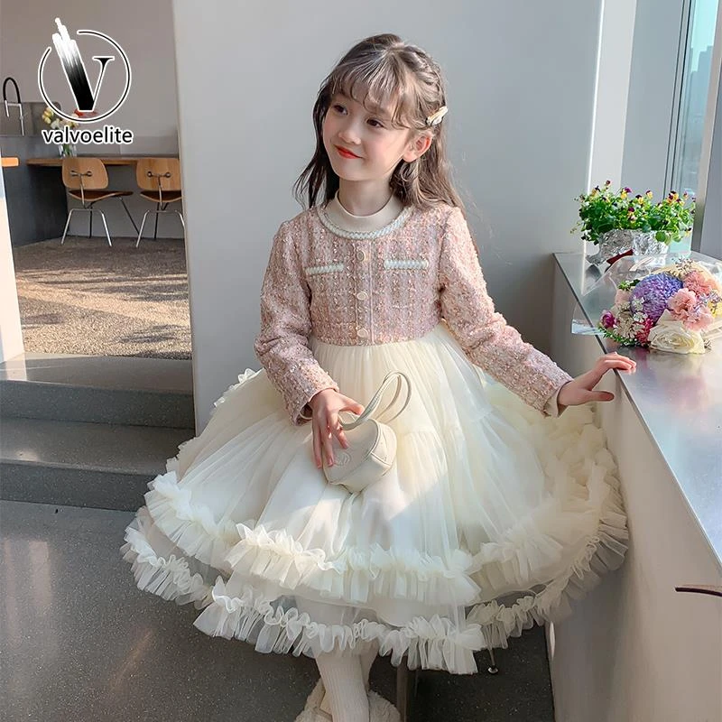 VALVOELITE公主裙女童春秋款2025新款时尚生日裙子女孩小香风洋装
