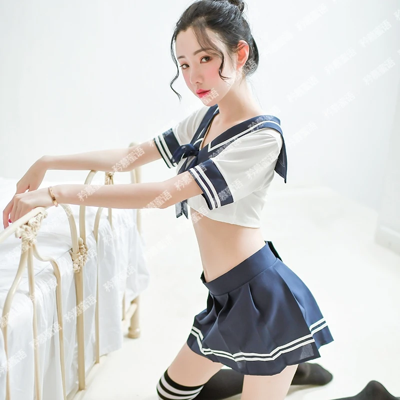 【矜慕睡衣】性感超短百褶裙清纯学生装角色扮演小胸制服套装