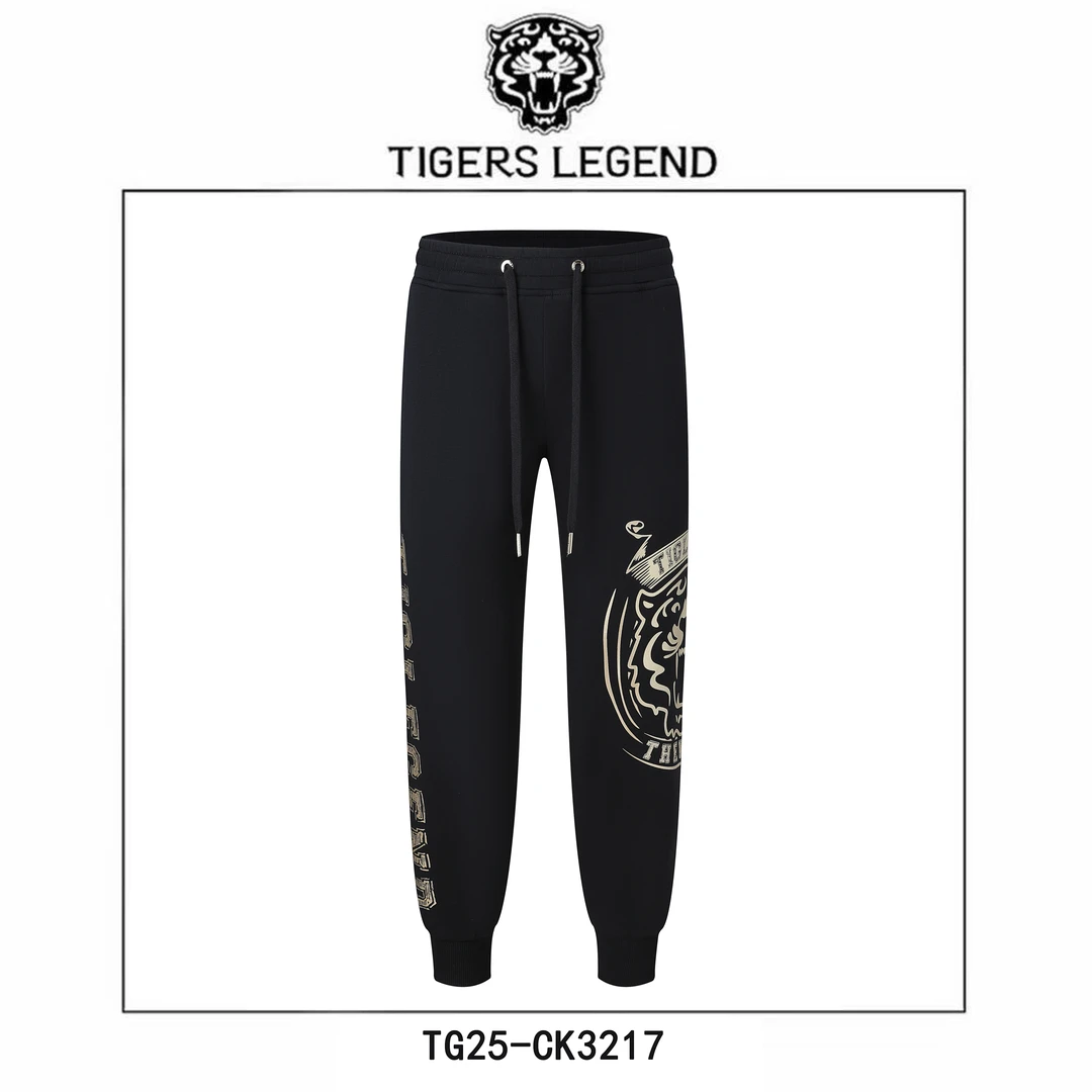 TIGERS LEGEND重工2025空气层烫金虎头束脚卫裤男女同款CK3217