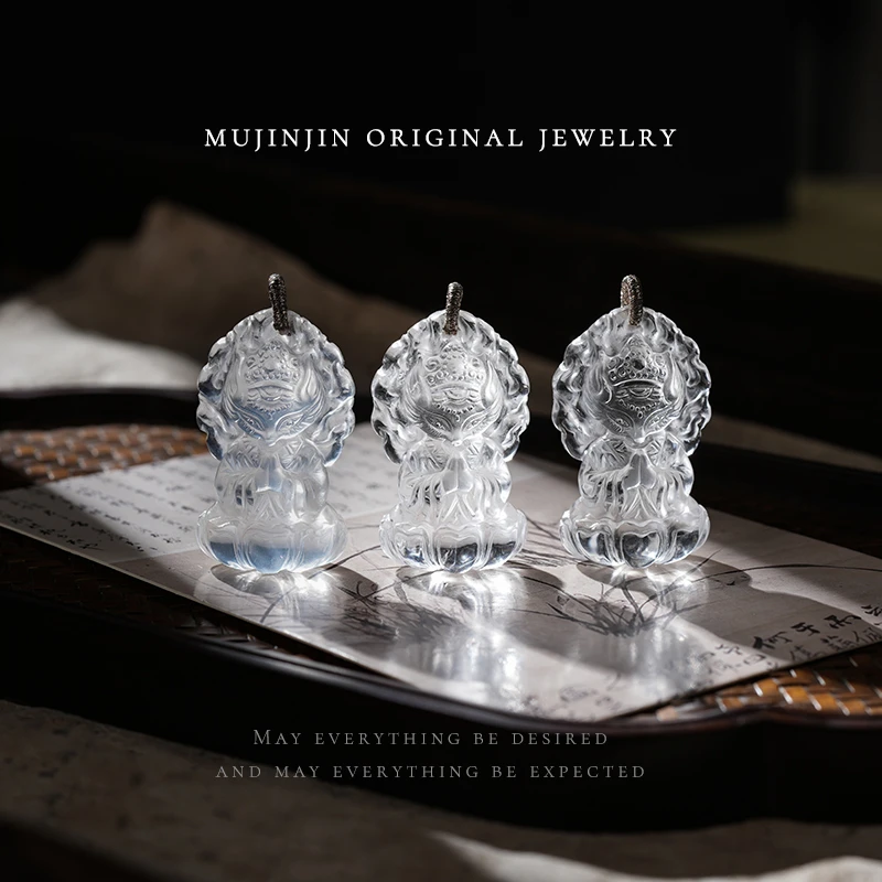 【木槿槿 阿紫】天然白水晶狐狸吊坠男女情侣项链JQ3261多样性发一